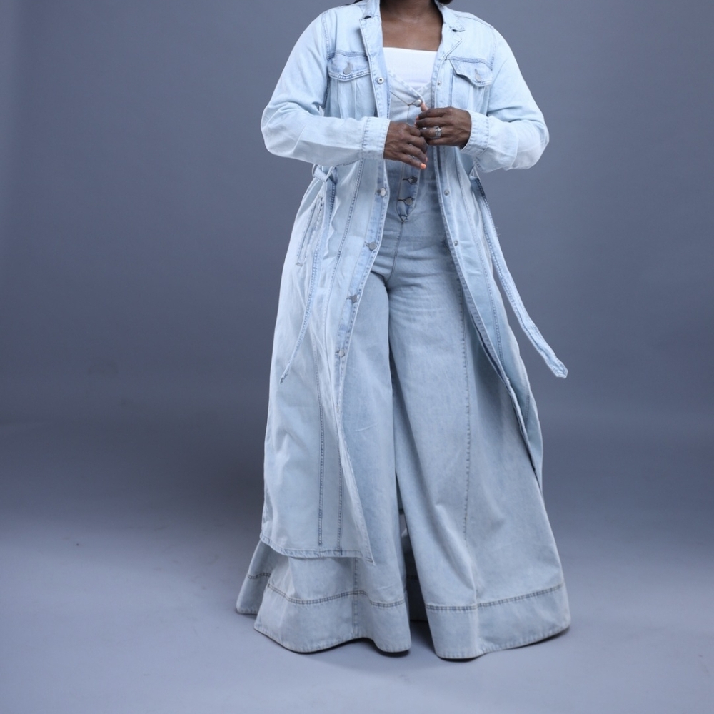 Blank NYC Denim Trench Jacket SZ LG